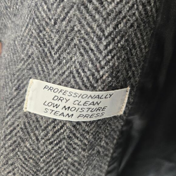 Adonna Women Vtg 90s USA Wool Blend Herringbone Double Breast Velvet Trim Coat S - Picture 9 of 12